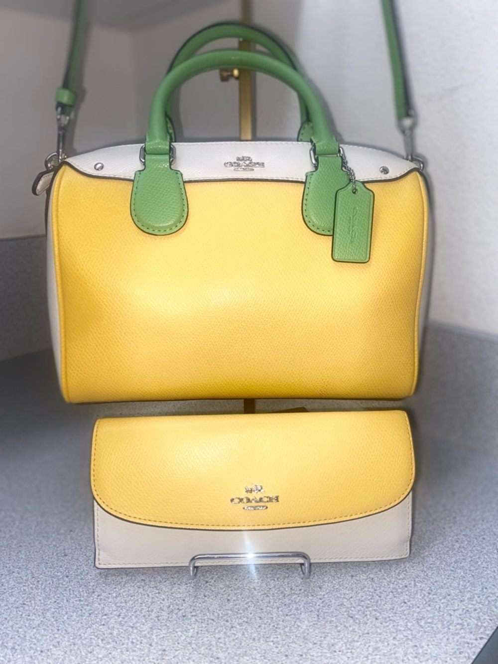Coach Colorblock Canary/Multi Soft Wallet/Mini Bennett Satchel EUC - Picture 3 of 14
